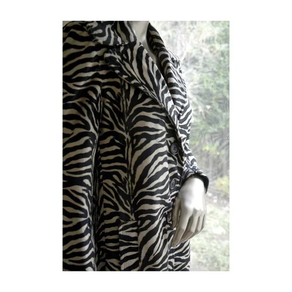 Vintage Betsey Johnson Striped Faux Fur Coat SZ 2 - Small - Picture 4 of 12